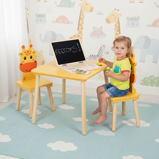 Ensemble de mobilier pour enfants table + 2 chaises girafe ECOTOYS