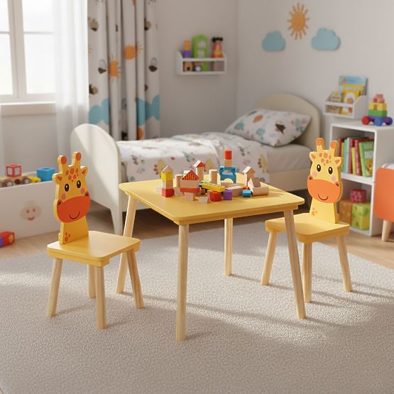 Ensemble de mobilier pour enfants table + 2 chaises girafe ECOTOYS