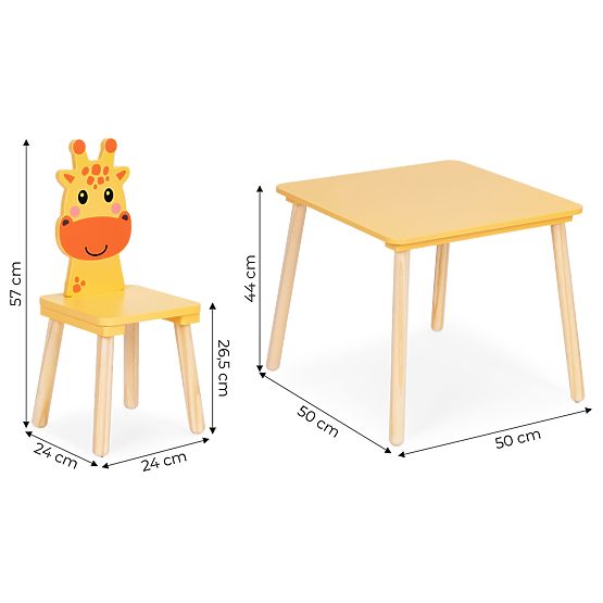 Ensemble de mobilier pour enfants table + 2 chaises girafe ECOTOYS