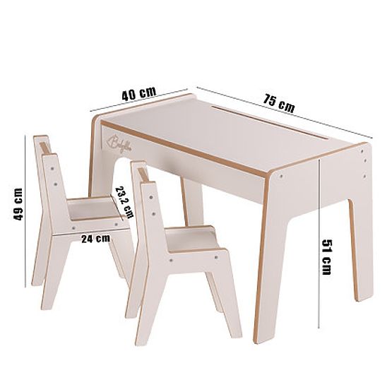 Ensemble de mobilier pour enfants table et deux chaises avec accessoires - bleu