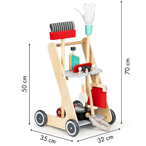 Ensemble de nettoyage en bois chariot XXL aspirateur ECOTOYS