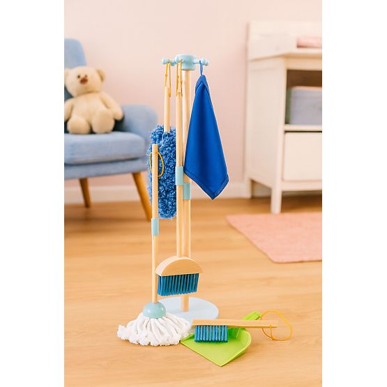 Ensemble de nettoyage en bois pour enfants avec balai et pelle 7 éléments ECOTOYS