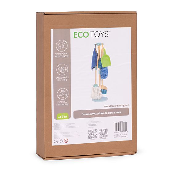 Ensemble de nettoyage en bois pour enfants avec balai et pelle 7 éléments ECOTOYS