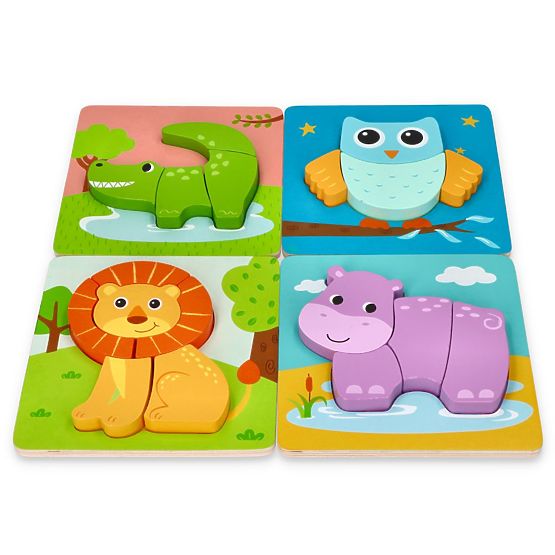 Ensemble de quatre puzzles avec des animaux