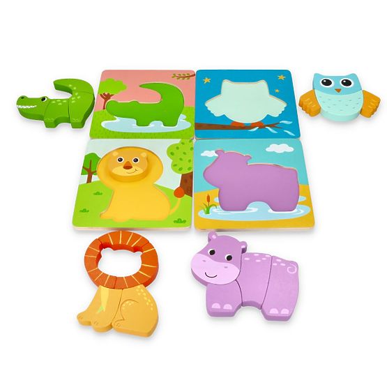 Ensemble de quatre puzzles avec des animaux