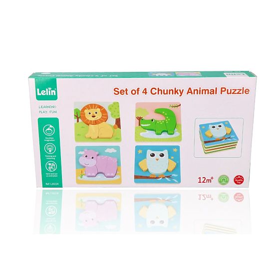 Ensemble de quatre puzzles avec des animaux