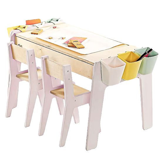 Ensemble de table et deux chaises pour enfants avec accessoires - rose