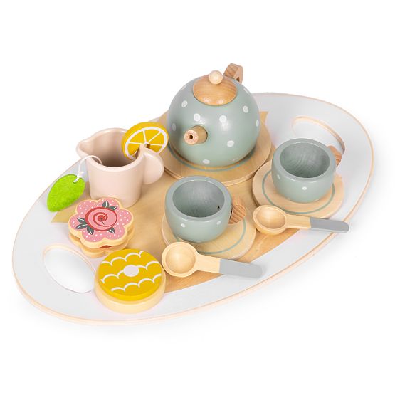 Ensemble de thé en bois avec théière et tasses 14 pièces ECOTOYS