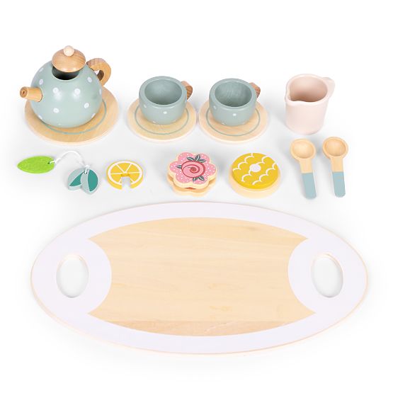 Ensemble de thé en bois avec théière et tasses 14 pièces ECOTOYS