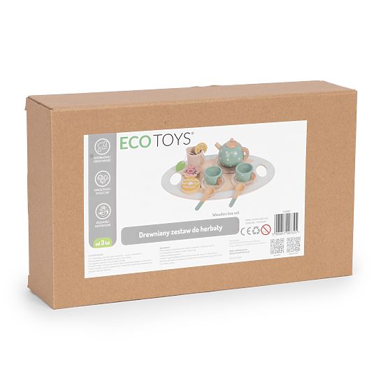 Ensemble de thé en bois avec théière et tasses 14 pièces ECOTOYS