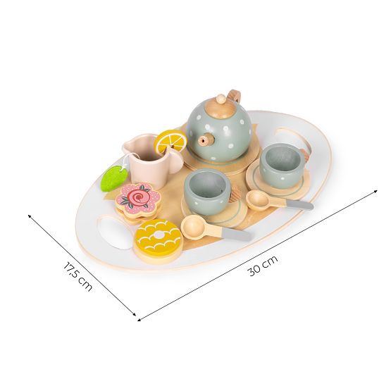 Ensemble de thé en bois avec théière et tasses 14 pièces ECOTOYS