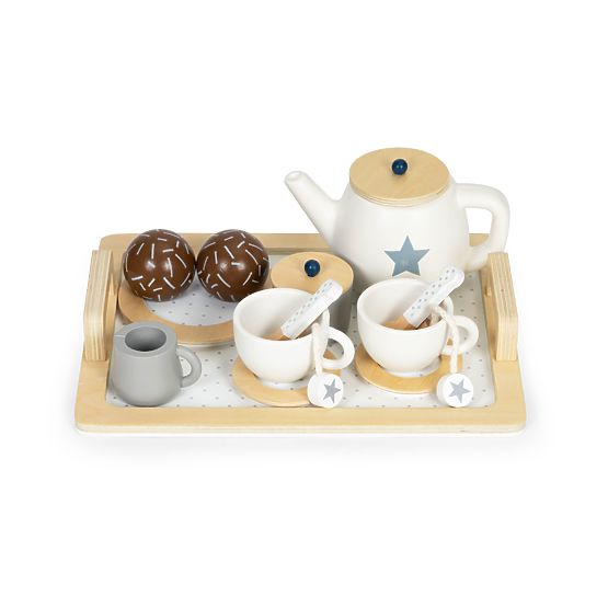 Ensemble de thé en bois avec théière et tasses 17 pièces ECOTOYS