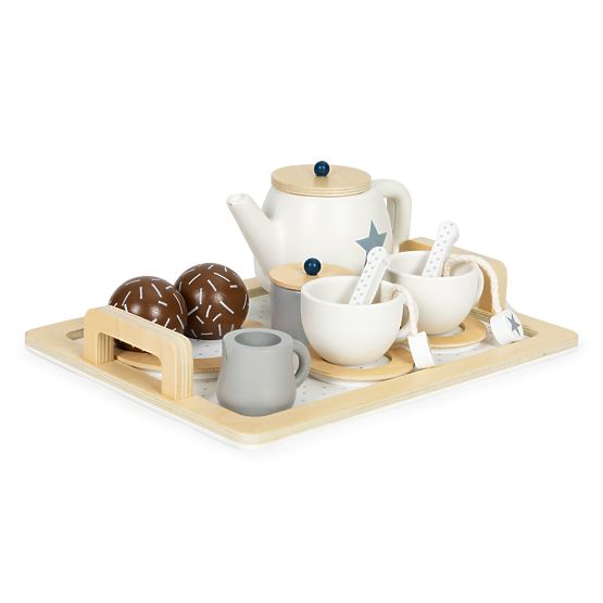 Ensemble de thé en bois avec théière et tasses 17 pièces ECOTOYS