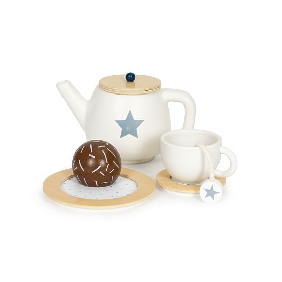 Ensemble de thé en bois avec théière et tasses 17 pièces ECOTOYS