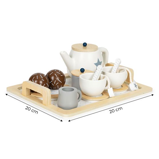 Ensemble de thé en bois avec théière et tasses 17 pièces ECOTOYS