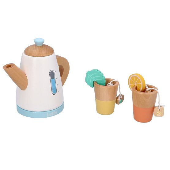 Ensemble de thé en bois avec théière et tasses