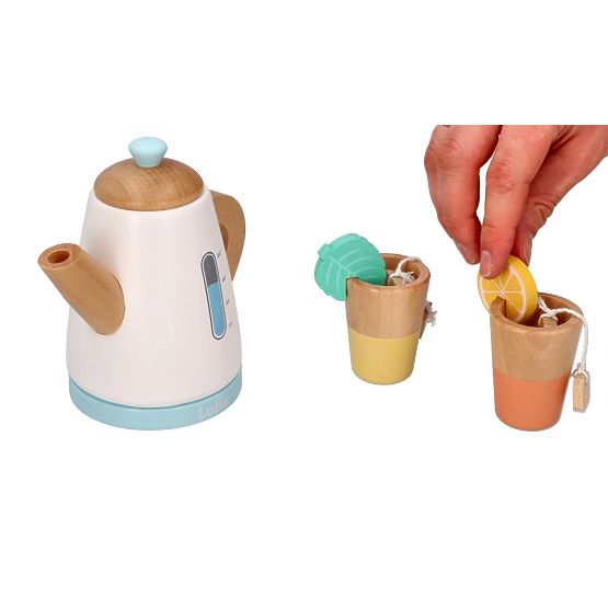 Ensemble de thé en bois avec théière et tasses