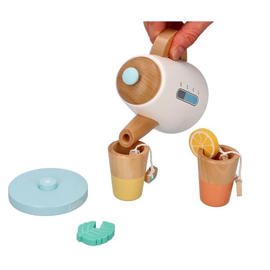 Ensemble de thé en bois avec théière et tasses