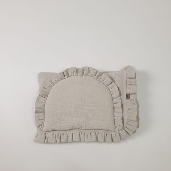 Ensemble en mousseline pour panier de Moïse - beige