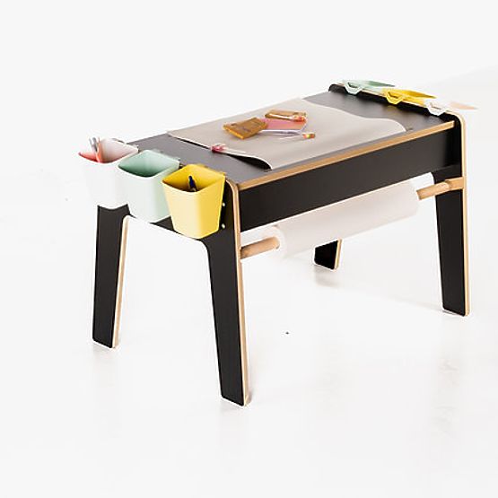 Ensemble pour enfants table et deux chaises avec accessoires - noir