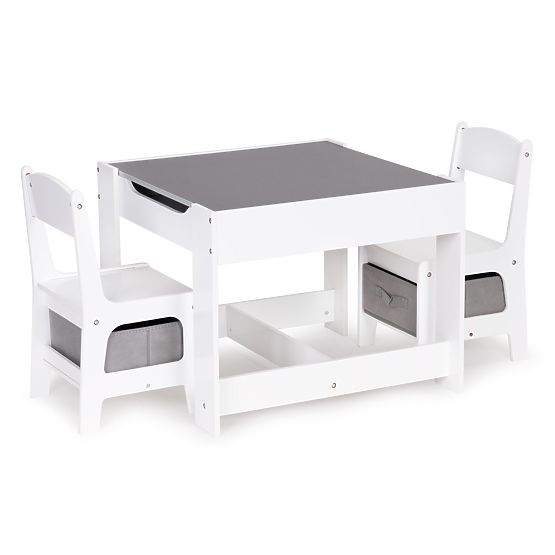 Ensemble table enfant et 2 chaises grises