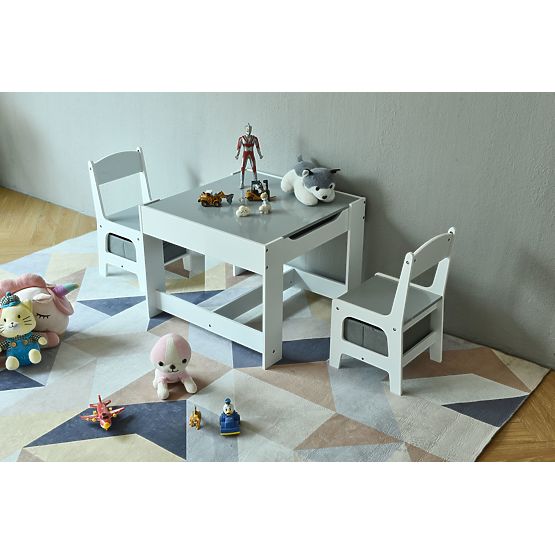 Ensemble table enfant et 2 chaises grises