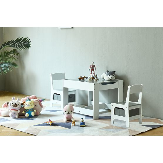 Ensemble table enfant et 2 chaises grises