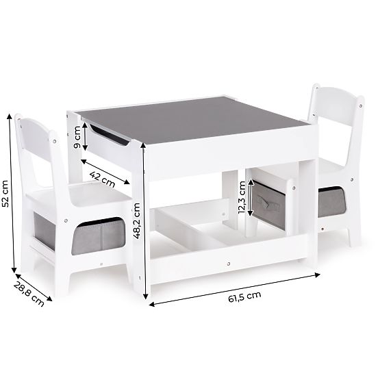Ensemble table enfant et 2 chaises grises