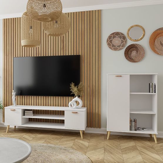 Étagère armoire Fondi blanche, style scandinave