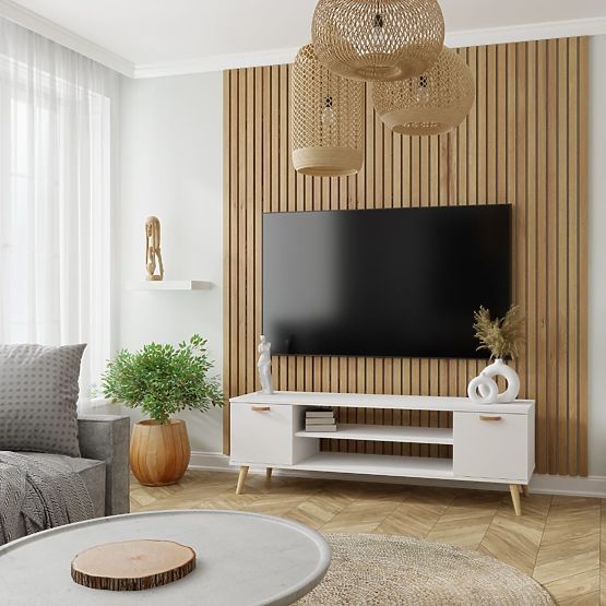 Étagère armoire Fondi blanche, style scandinave