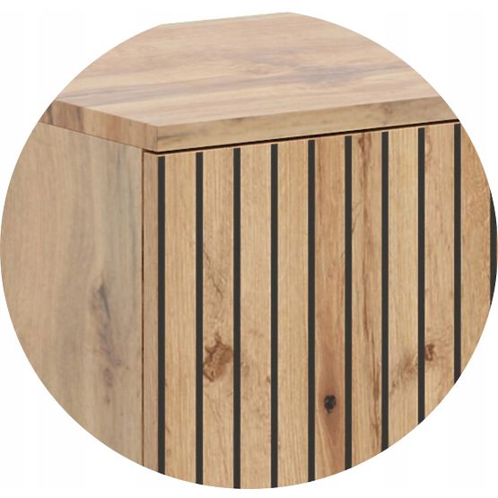 Étagère armoire Fondi chêne craft doré - noir, décor lamelles