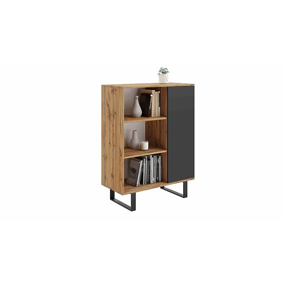 Étagère armoire Fondi chêne craft doré - noir, style loft
