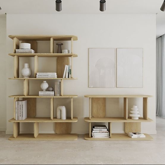 Étagère basse Tulumo, arrondie, Chêne Cremona Torro