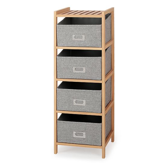 Étagère en bois avec boîtes REG-10 - naturel/gris