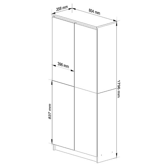 ÉTAGÈRE FERMÉE R80 2D 8P CLP CHÊNE SONOMA / BLANC