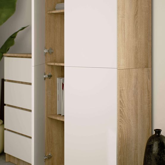 ÉTAGÈRE FERMÉE R80 2D 8P CLP CHÊNE SONOMA / BLANC