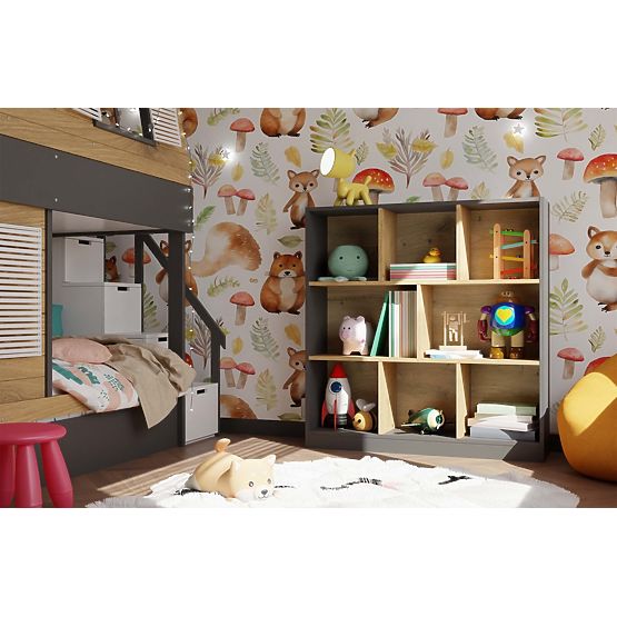 Étagère Fiesta 8P ANTHRACITE CHÊNE ARTISAN