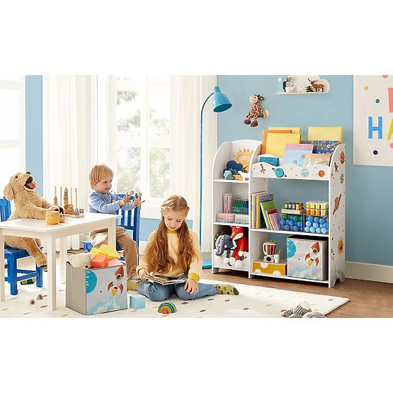 Étagère à jouets armoire pour enfants 5 étagères 2 boîtes de rangement compartiments pour livres