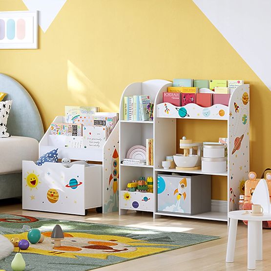 Étagère à jouets armoire pour enfants 5 étagères 2 boîtes de rangement compartiments pour livres