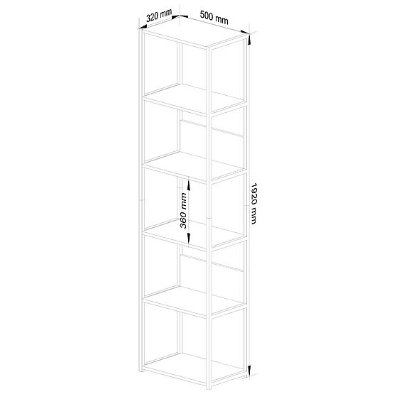 Étagère loft en métal 50 cm - blanc-chêne artisan - 6 étagères