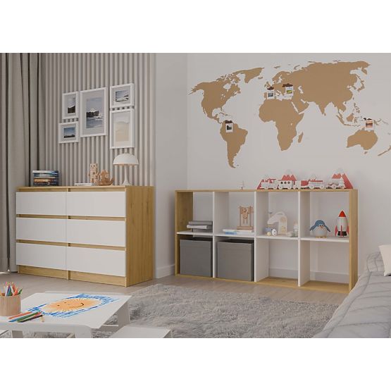 Étagère Malax 2X4 Chêne Artisan Blanc