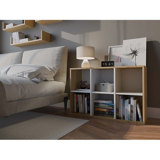 Étagère Malax MINI 2X3 CHÊNE ARTISAN BLANC