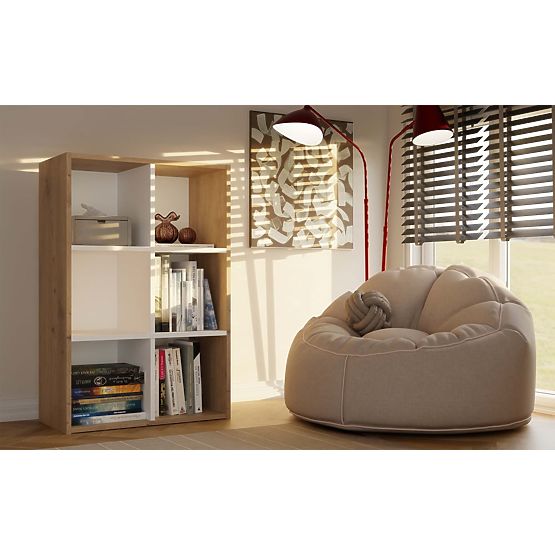 Étagère Malax MINI 2X3 CHÊNE ARTISAN BLANC