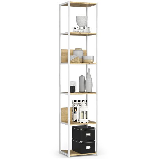ÉTAGÈRE MÉTALLIQUE LOFT 400 BLANC/CHÊNE ARTISAN