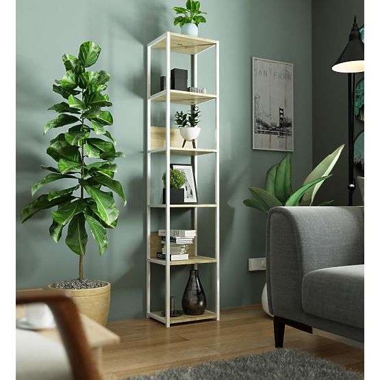 ÉTAGÈRE MÉTALLIQUE LOFT 400 BLANC/CHÊNE ARTISAN