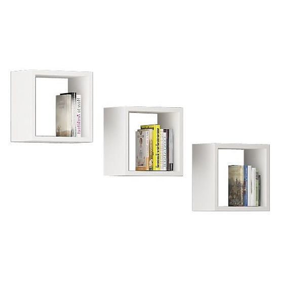 ÉTAGÈRE MURALE K 25x25cm ENSEMBLE 3pcs BLANC