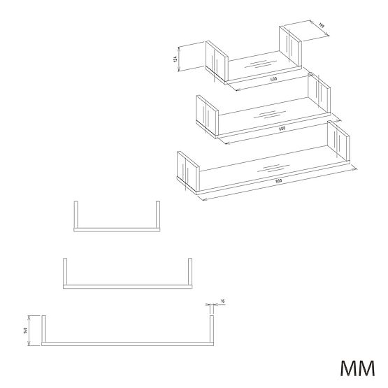 Étagère Murale Suspendue MOBI 3P BLANCHE