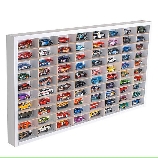 Étagère pour voitures Hot Wheels - blanche, 80 emplacements