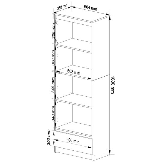 ÉTAGÈRE R60 1SZ 4P CLP PK BLANC