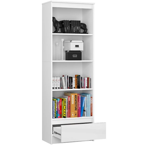 ÉTAGÈRE R60 1TI 4P CLP PK BLANC / BLANC BRILLANT
